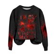 thumbnail image 1 of Rbaofujie Chandails à Capuchon pour Enfants Halloween Mode Chandail Décontracté pour Femmes à Manches Longues à Col Rond Imprimé Chandail pour Dames Hauts Blouse Noir Chandail à Col Rond pour Femmes, 1 of 3