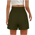 thumbnail image 4 of FAIWAD Summer Solid Color Shorts for Women High Waist Tie Front Wide Leg Shorts Casual Smocked Shorts with Pockets, 4 of 7
