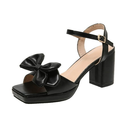 

Womens Sandals Sandals for Women Ladies Chunky Heel High Heel Fish Mouth Sandals Women S Sandals Pu Black 38