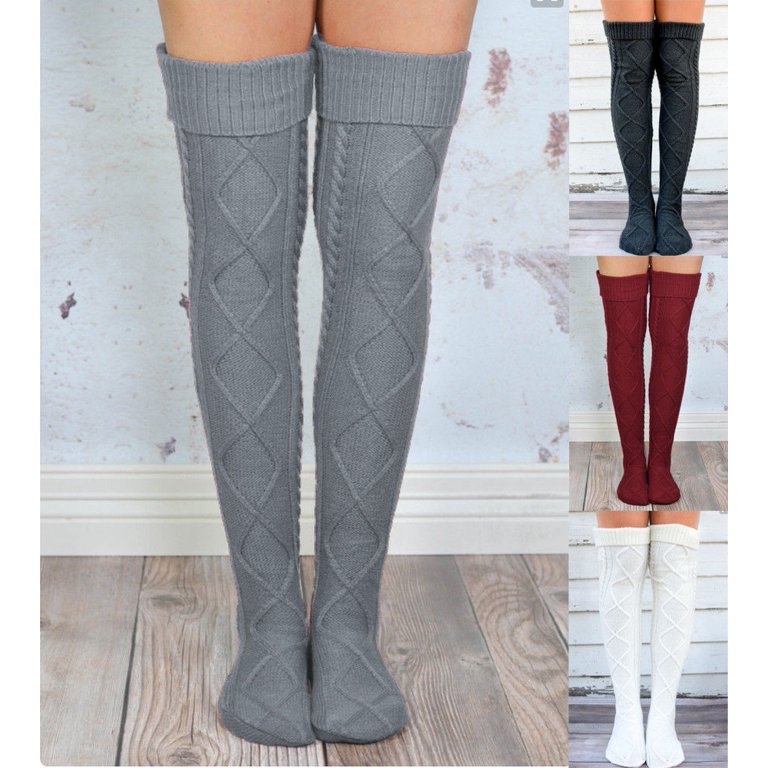 Fashion Women Winter Warm Crochet Knit Thigh High Long Stockings Over Knee  Girls Socks