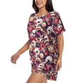 thumbnail image 2 of Balery Skull record artist Pattern Womens Pajama Sets 2 Piece Soft Short Sleeve Top and Shorts Sleepwear Round Neck Pjs Lounge Set with Pockets-Small, 2 of 7