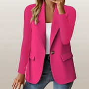 QEAGHOU Plus Size Blazers for Curvy Women Open Front Long Sleeve Lapel Jackets 2025 Business Casual Blazer Work Office Suits