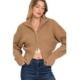 thumbnail image 3 of Zenana Ribbed Collared Zip Up Sweater Cardigan, 3 of 4