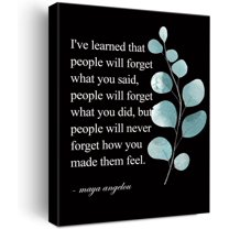 Inspirational Canvas Wall Art Motivational I''ve Learned That People Will Never Forget How You Made Them Feel Quote Canvas Print Positive Painting Wall Decor Framed Gift 12 x 15 Inches