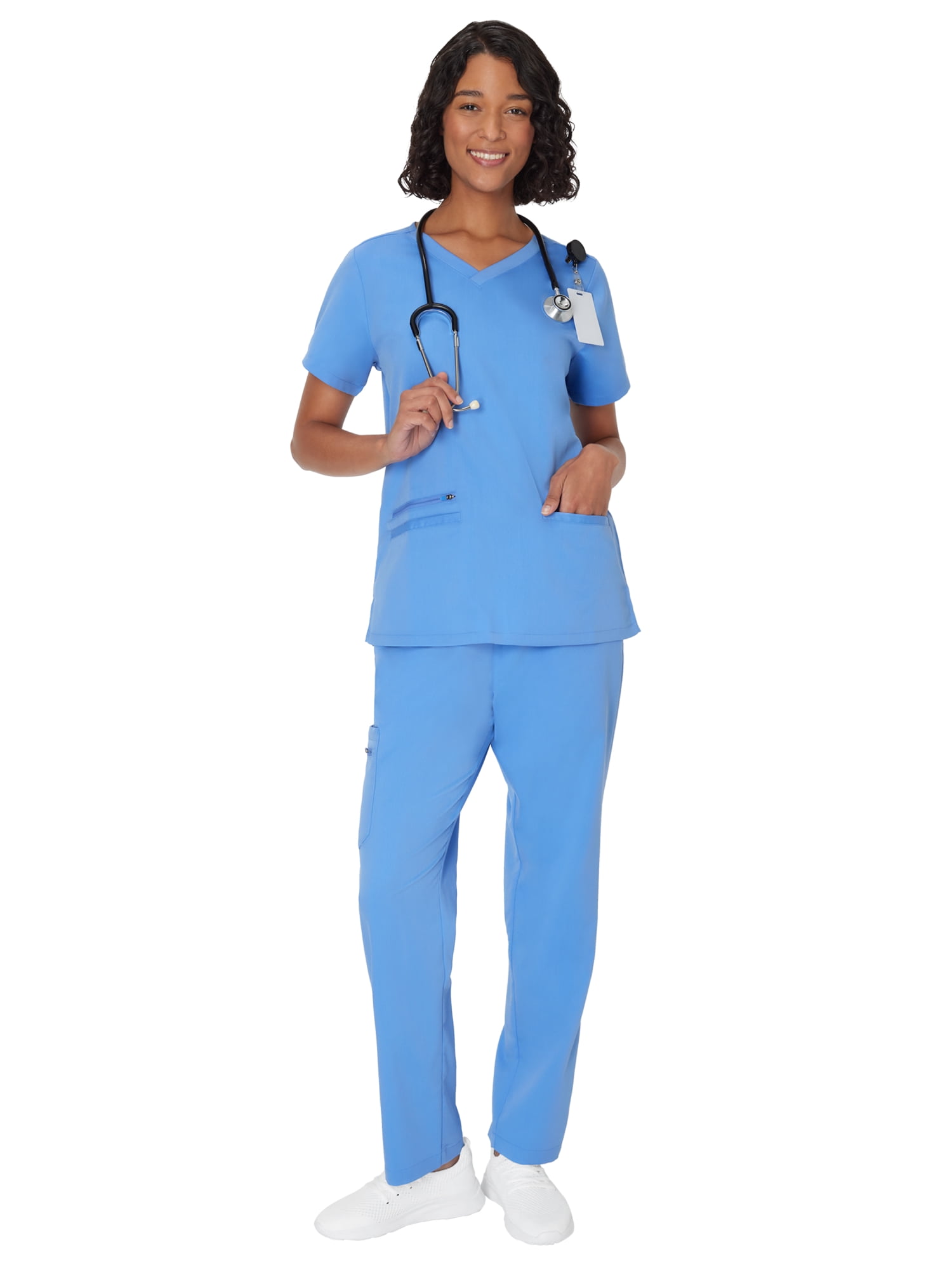 Hanes Women's Scrubs V-Neck Scrub Top, Premium, Short Sleeve, 3 Pocket, Sizes XS-3XL