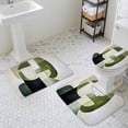 thumbnail image 3 of Abstract Geometric Art Bathroom Rugs Set Watercolor Beige Green Blend Non Slip Absorbent Soft Bath Mats 3 Piece Set with Bathroom Rug, U-Shaped Floor Mat, Toilet Seat Cover Small Size, 3 of 9