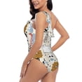 thumbnail image 4 of Easygdp Hand Drawn Animals Women's One Shoulder Ruffle Monokini Bathing Suits with Removable Chest Pad, Quick Drying - Small, 4 of 8