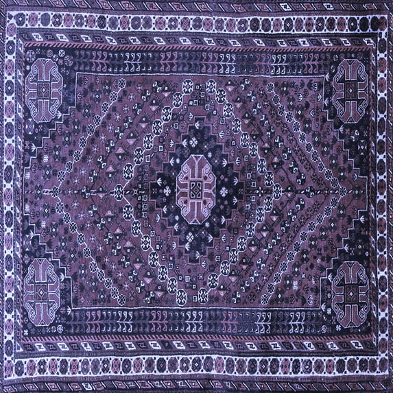Ahgly Company Machine Washable Indoor Square Persian Blue Traditional Area Rugs, 8' Square