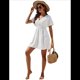 thumbnail image 2 of Vestido Informal de Verano para Mujer, Liso, con Escote en V, Volantes, Corta, Holgado, , Talla XXL, 2 of 8