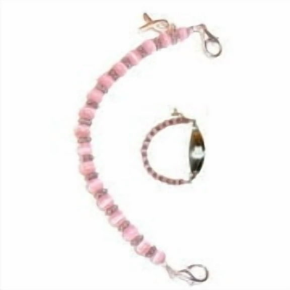Hidden Hollow Beads Pink Breast Cancer Awareness Women's Medical Alert ID Interchangeable Replacement Bracelet