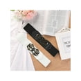 thumbnail image 4 of INSPIRE CHIC Womens Elastic Belts Metal Interlocking Buckle Stretchy Belts White & Brown, 4 of 6