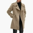 thumbnail image 2 of Lovskoo Men's Classic Notched Collar Double Breasted Wool Blend Pea Coat Long Sleeve Keep Warm Windbreaker Coat Khaki, 2 of 7
