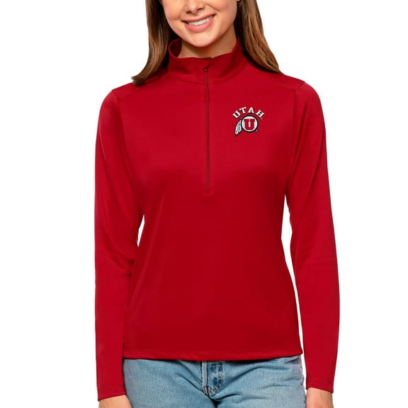 Women's Antigua Red Utah Utes Tribute Quarter-Zip Pullover Top