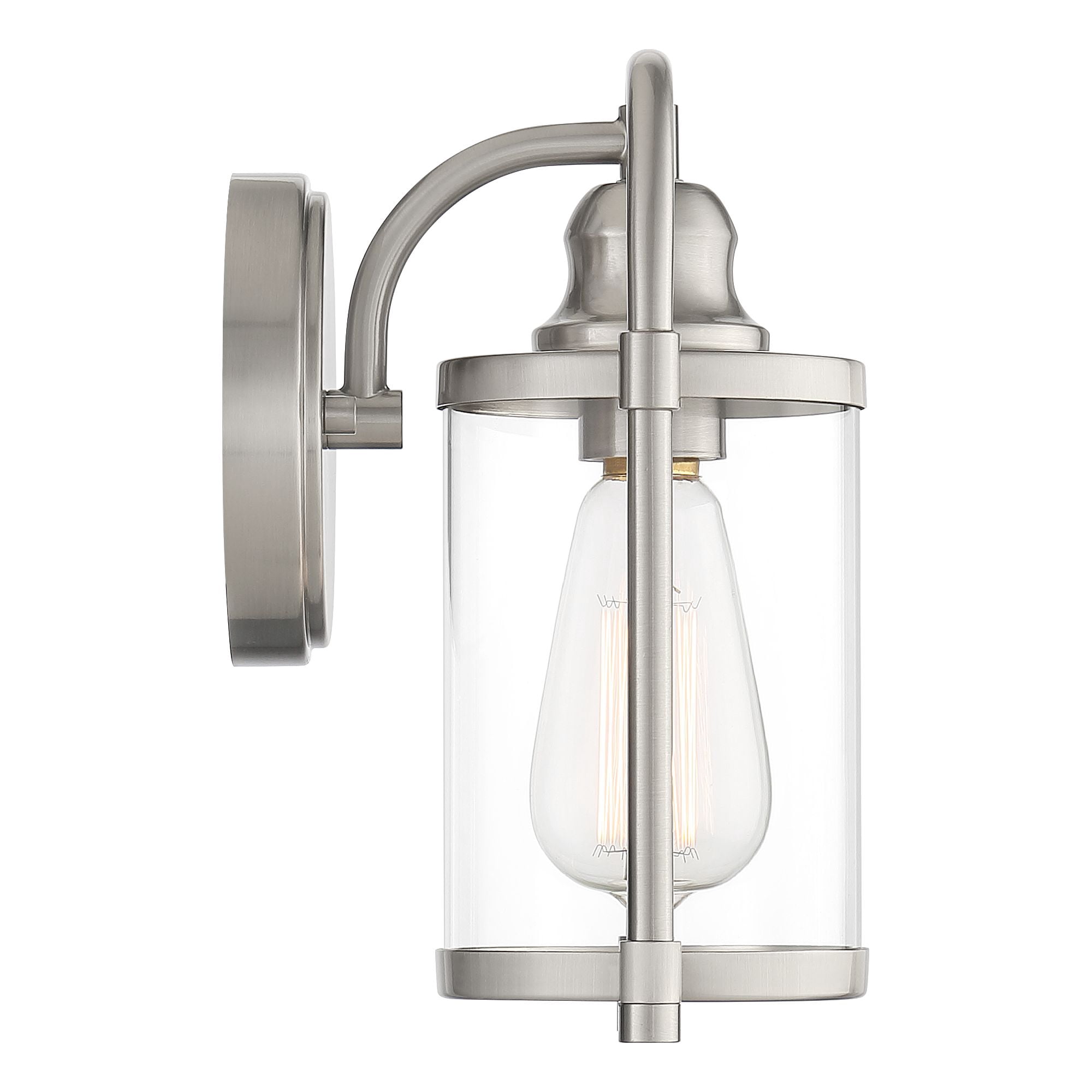 John Timberland Rustic Farmhouse Outdoor Wall Light Fixtures Set of 2 Brushed Nickel 10 1/4" Clear Glass for Exterior Barn Deck House Porch Yard Patio