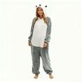 thumbnail image 4 of Unisex Onesie Adult Sleepwear Loose Funny Hooded Outfit Plush Winter Warm Pajamas with Pocket Gray L, 4 of 7