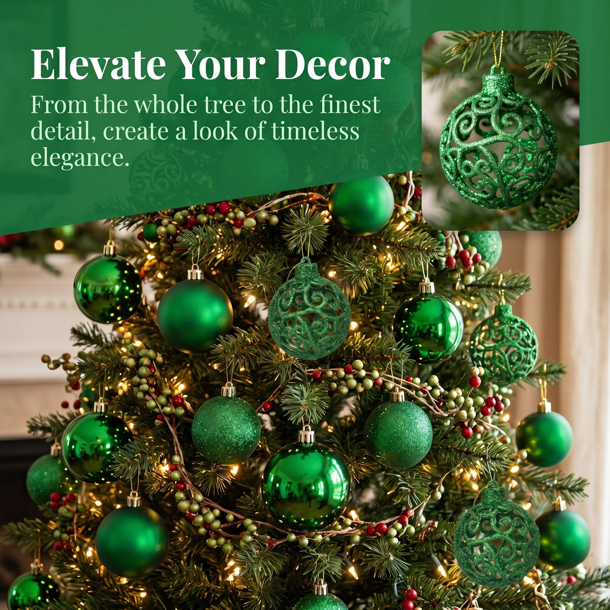 Unique Bargains 6 Pack Electroplated Sphere Orbs Decorative Christmas 0rnaments Green 2.4"