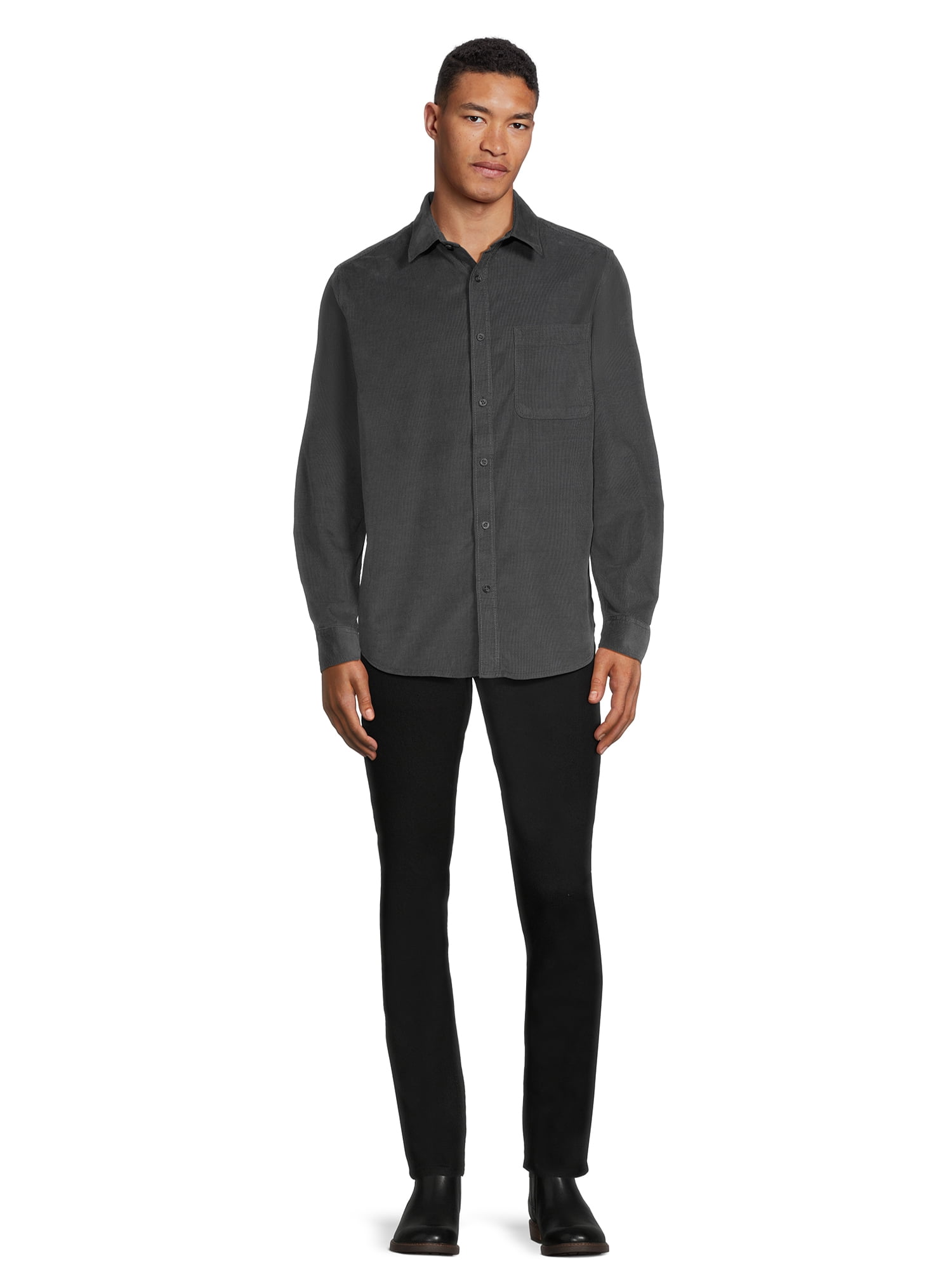 George Men's Corduroy Shirt with Long Sleeves, Sizes S-3XL