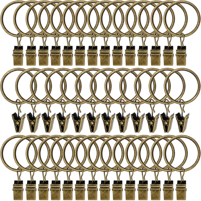 Anillas para cortinas con clips AMZSEVEN, paquete de 40 unidades, 3,2 cm de diámetro interior