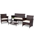 thumbnail image 2 of Costway 4 PCS Outdoor Patio Rattan Furniture Set Wicker Sofa Table Shelf Cushion, 2 of 10