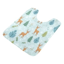 U-Shaped Toilet Mat Plush Bathroom Rug Mat Non Slip Bathroom Mats Deer and Pine Trees Pattern