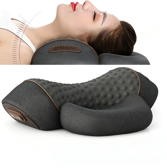 LSNOYRD Cervical Pillow, 3-in-1 Neck Massager & Relaxer with Heat, Deep Comfort Massage, Neck Stretcher for Gentle Daily Relaxation (Black)