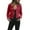 Red, variant on Cnbwig Ladies Jacket Solid Cool Coat Retro Casual Zipper Outwear Up Women's Motorcycle Cropped Jackets with Lapel Black L