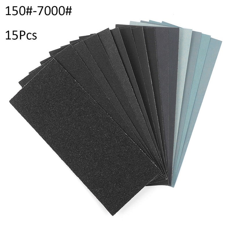 5 of Each 2000 2500 3000 Grit 9"x3.6" Wet Dry Sandpaper Sheets 15pcs Assorted 