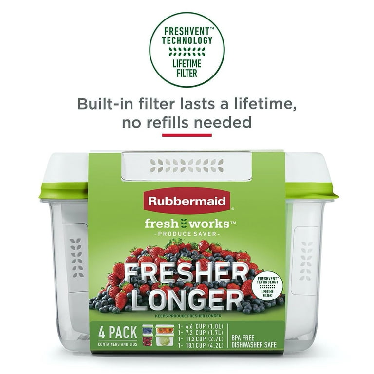 Rubbermaid FreshWorks Produce Saver Food Storage Containers 8 Piece Set-New