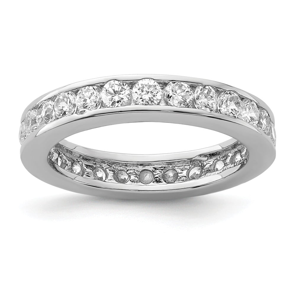 Solid Sterling Silver CZ Eternity Anniversary Wedding Band Ring size 8 