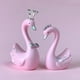 thumbnail image 2 of Figuras de cisne coronado en miniatura 3D, esculturas de animales pintadas a mano para la mesa del hogar. Rosa grande, 2 of 8