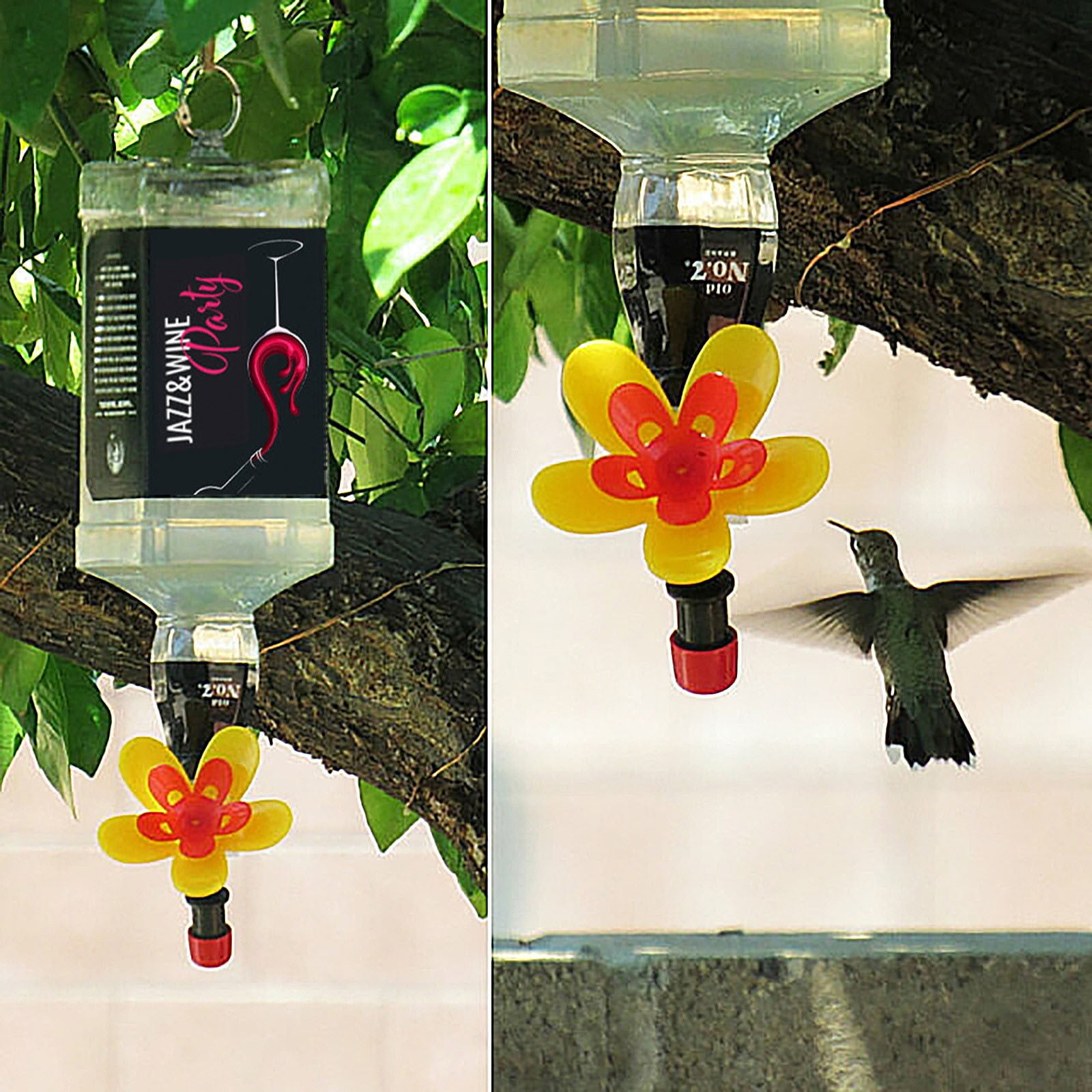 3 Pcs DIY Hummingbird Feeder Kit, FlowerShaped Design Turns Recycled Bottles Into Hanging Outdoor Hummingbird Feeders with Suction Cup for Garden Window Patio Terrace Balcony, Birthday Gifts for Men