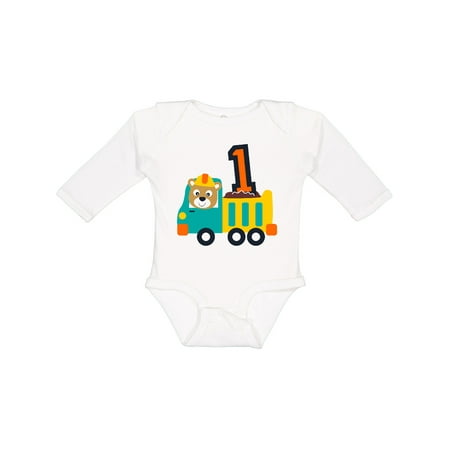 

Inktastic Dump Truck 1st Birthday Boys or Girls Long Sleeve Baby Bodysuit