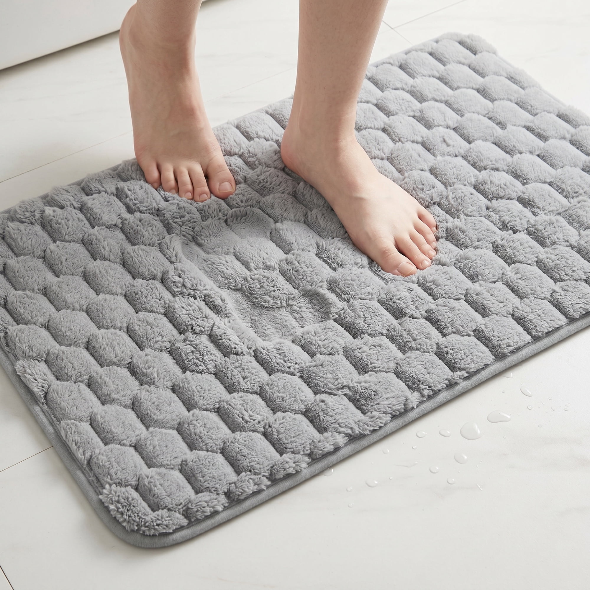 Unique Bargains Luxury Ultra Soft Absorbent Microfiber Bath Mat Non Slip Grey 32" x 20"