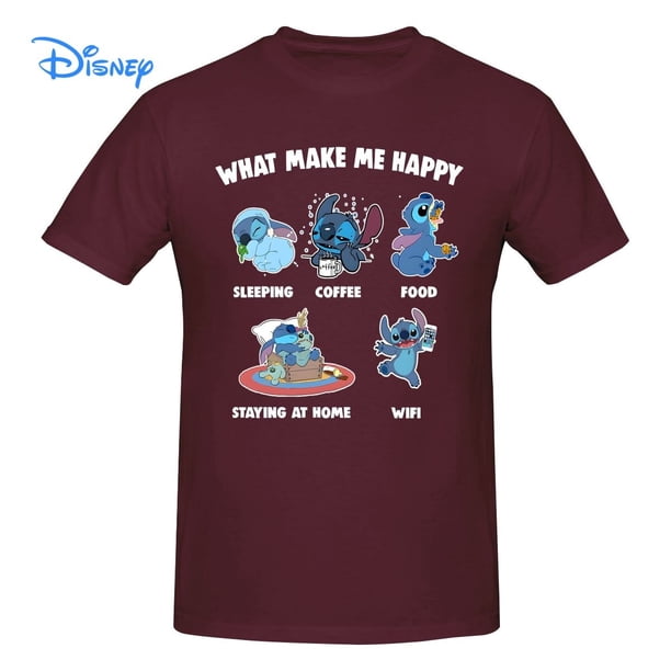What Makes Me Happy Disney Stitch T shirt Harajuku Short Sleeve T-shirt 100% Cotton Graphics Tshirt Brands Tee Top3XL Gao Jinjia LED