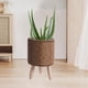 thumbnail image 4 of Cesta Tejida Perfecl Soporte de Planta con Patas de Madera Cilindro Marrón Oscuro, 4 of 8