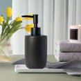 thumbnail image 3 of ABCISI Soap Dispenser, Minimalist Modern Design Cylindrical Lotion Dispenser with Matte Black Pump, 12oz Ceramic Hand Dish Soap Dispenser, Refillable Liquid Dispenser for Kitchen Bathroom (Black), 3 of 12
