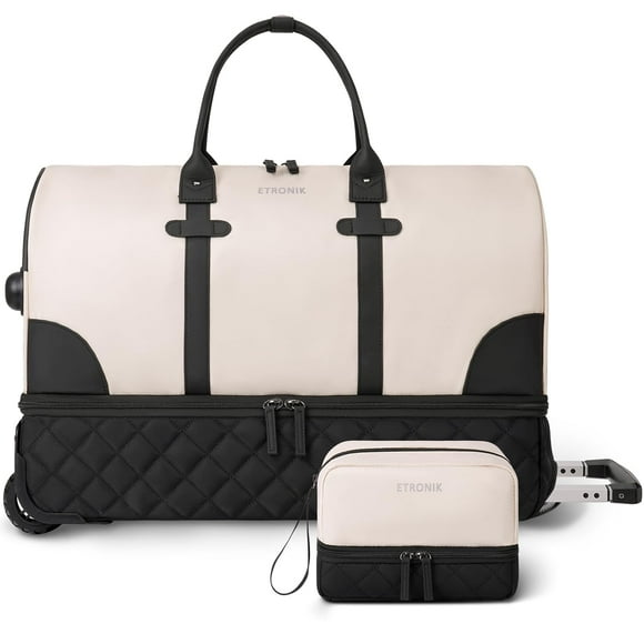 Bolsa de viaje con ruedas ETRONIK de 21 pulgadas con ruedas para mujer, color beige