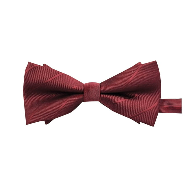 Wdhugt Mens Fashion Business Shirt Solid Polyester Double Layer Bow Tie For Daily And Occasional Use In Wine Color One Size Tie Composed Of Polyester Material Wine