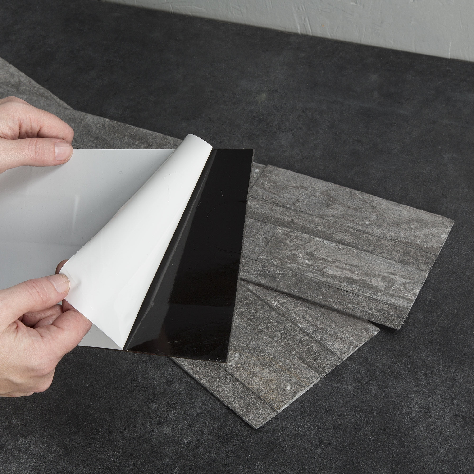 Aspect Peel and Stick Raised Stone Overlay Kitchen Backsplash - Raised Titanium (15 Sq Ft Kit)
