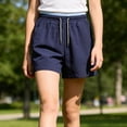 thumbnail image 2 of Afuyipoi Girls' Shorts,Elastic Summer Color - Blocked Waist Quick Dry Shorts Navy 6-7, 2 of 7