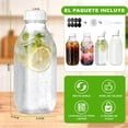 thumbnail image 2 of 4 PCS Botella de Cristal 1 Litro, Botellas de Vidrio Portátiles para Leche, Botellas de leche con Tapas; Reutilizables para Almacenar Agua, Miel o Salsa, 2 of 4