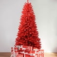 thumbnail image 6 of imerelez Prelit Christmas Tree Artificial 7ft Red Christmas Tree with 1066 PVC Branch Tips, Hinged Premium & Foldable Base for Indoor Holiday Decorating, 6 of 7