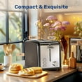 thumbnail image 2 of YSSOA Stainless Steel 2 Slice Toaster, 6 Browning Setting and Bagel/Defrost/Cancel Functions, Retro Compact Oven, Extra Wide Slot, Removable Crumb Tray, Black, 2 of 7