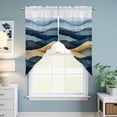 thumbnail image 6 of Mountains Blue Gold Kitchen Window Curtains, Swag Curtains Valance for Bedroom Living Room Bathroom, Modern Green Forest Trees Rod Pocket Window Treatment Curtain Block Drapes 2 Panels 28"x36", 6 of 9