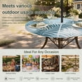 thumbnail image 6 of Round Outdoor Tablecloth with Umbrella Hole and Zipper, Blue Teal Palm Leaves Tablecloth with Elastic Waterproof, Summer Botanical Tropical Leaf Patio Table Covers for 36" - 44" Picnic Pool Tables, 6 of 9