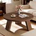 thumbnail image 1 of Round Coffee Table with Inclined Legs, Modern Wooden Circle Center Table , Accent Cocktail Tables for Living Room, Bedroom, Easy Assembly, 1 of 7