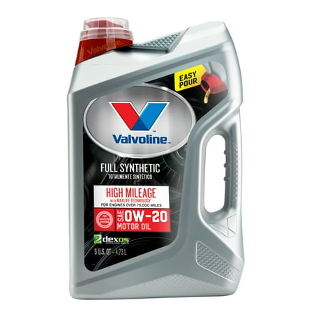 (3 Pack) Valvoline Full Synthetic High Mileage with MaxLife Technology SAE 0W-20 Motor Oil - Easy Pour 5