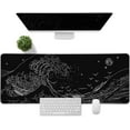 thumbnail image 2 of Black Gaming Laptop Mouse Pad,Sea Wave Big Mice Pads PC Keyboard Waterproof and Non-Slip 35.4 x 15.7" 0.12" Thick XL,XXL Rubber Table Mat, Kanagawa Surfing and Japanese Mouse Pads, 2 of 6