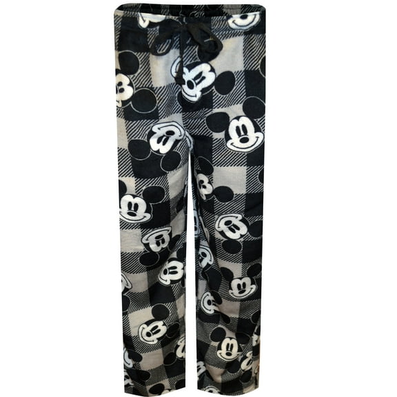 MJC Mens Disney Mickey Mouse Buffalo Plaid Gray and Black Lounge Pants (Medium)