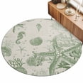 thumbnail image 2 of Round Area Rugs 3.3Ft, Sage Green Starfish Non-Slip Washable Circle Rugs Carpet, Coastal Nautical Seahorse Conch Indoor Outdoor Rug Floor Mats Throw Runner for Bedroom Living Room Bathroom, 2 of 8